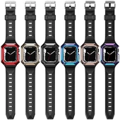 Apple Watch 7 45mm - Kordon Sert PC Kasa Koruyuculu Silikon Kordon KRD-88 - 3