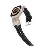 Apple Watch 44mm - Kordon Metal Başlıklı Silikon Kordon KRD-108 - 2