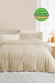 Soft Kürk Yatak Örtüsü Çift Kişilik Yorgan Uyku Seti Peluş Kürk Yumuşak Dolgulu Yıkanabilir - 6