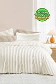 Soft Kürk Yatak Örtüsü Çift Kişilik Yorgan Uyku Seti Peluş Kürk Yumuşak Dolgulu Yıkanabilir - 11