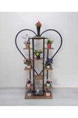 adımshops Metal Gövdeli Kalp Çiçeklik,saksılık - 1