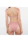 Yeni Düz Balconette Yüksek Bel Brief Balkonet Bağlamalı Simli Yüksek Bel Hipster Bikini Takımı - 4