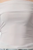 Kadın Moda Şık Üst Giyim Uzun Carmen Yaka Regular Kalıp Örme Fitted Vücuda Oturan Esnek Bluz - 4