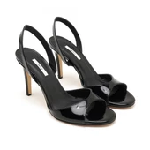 Desa Muni Siyah Kadın Rugan Deri Abiye Sandalet - 1