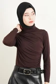 Bayan Kısa Bluz Sandy Bluz Kahverengi - 1