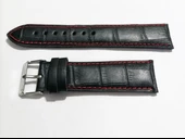 Fado  Seiko Uyumlu Hakiki  Dana  Derisi Saat Kordonu  20 mm  ( 130)  Kırmızı Dikişli  siyah thumbnail 3