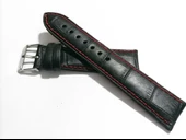 Fado  Seiko Uyumlu Hakiki  Dana  Derisi Saat Kordonu  20 mm  ( 130)  Kırmızı Dikişli  siyah thumbnail 1