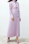 Yeni Regular Casual Günlük Poplin Dokuma Gömlek Yaka Uzun Kol A-Line Maxi Boy Tesettür Elbise - 2