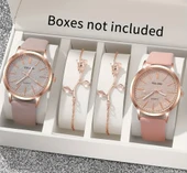 4 adet/2 adet Yeni Kadın Şık ve Moda Kuvars Saat + Çiçek Kolye Takı - 1