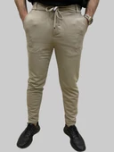 Erkek Runner Jogger Düğmeli Fermuarlı Bağcıklı Bej Kargo Pantolon - 1