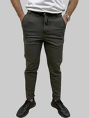 Erkek Runner Jogger Düğmeli Fermuarlı Bağcıklı Haki Kargo Pantolon - 1