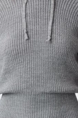 Yeni Regular Casual Günlük Dolu İğne Triko Kapüşonlu Uzun Kol Kazak Elbise Mini Boy Elbise - 4