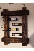 Handmade Şarap Kadehlik Viski Şampanya Rakı Şişelik Dekoratif Duvar Rafı - 2