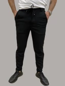 Erkek Runner Jogger Düğmeli Fermuarlı Bağcıklı Siyah Kargo Pantolon - 1