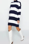 Yeni Oversize Casual Günlük Bürümcük Triko Dik Yaka Uzun Kol Kazak Elbise Mini Boy Elbise - 3