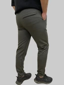 Erkek Runner Jogger Düğmeli Fermuarlı Bağcıklı Haki Kargo Pantolon - 8