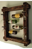 Handmade Şarap Kadehlik Viski Şampanya Rakı Şişelik Dekoratif Duvar Rafı - 1