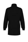 Yeni Oversize Casual Günlük Fitilli Triko Balıkçı Yaka Uzun Kol Kazak Elbise Mini Boy Elbise - 6