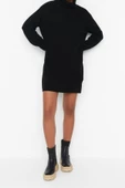 Yeni Oversize Casual Günlük Fitilli Triko Balıkçı Yaka Uzun Kol Kazak Elbise Mini Boy Elbise - 2