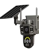 Solar Kamera Güneş Enerjili 1080p Full HD Çift Kameralı Extra Led Alarm Ses Akıllı Güvenlik Kamerası - 1