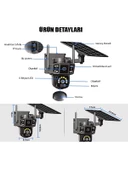 Solar Kamera Güneş Enerjili 1080p Full HD Çift Kameralı Extra Led Alarm Ses Akıllı Güvenlik Kamerası - 2