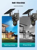 Solar Kamera Güneş Enerjili 1080p Full HD Çift Kameralı Extra Led Alarm Ses Akıllı Güvenlik Kamerası - 4