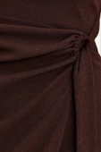 Yeni Regular Casual Günlük Kaşkorse Örme Bisiklet Yaka Kısa Kol Anvelop Mini Boy Elbise - 5