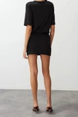 Yeni Regular Casual Günlük Lycra Pes Kumaş Örme Bisiklet Yaka Kısa Kol Bodycone Mini Boy Elbise - 6
