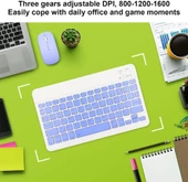 Huawei Mediapad T3 10 9.6" Uyumlu Kablosuz Bluetooth Şarj Edilebilir Klavye Mouse Seti - Mor - 6