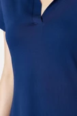 Yeni Regular Casual Günlük Likralı Süprem Örme Polo Yaka Kısa Kol T-Shirt Elbise Midi Boy Elbise - 6