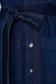 Yeni Regular Casual Günlük Rigid Denim Gömlek Yaka Uzun Kol Basic Maxi Boy Elbise - 5