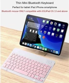 Hiking P15 Tablet 10.1"  Uyumlu Kablosuz Bluetooth Şarj Edilebilir Klavye Mouse Seti - Pembe thumbnail 3