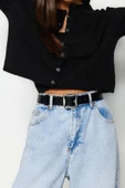 Kadın Moda Şık Crop Bisiklet Yaka Slim Crop Yumuşak Dokulu Bluz-Hırka Triko Takım - 3