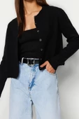 Kadın Moda Şık Crop Bisiklet Yaka Slim Crop Yumuşak Dokulu Bluz-Hırka Triko Takım - 2