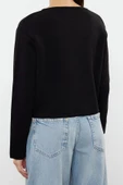 Kadın Moda Şık Regular Bisiklet Yaka Regular Ceket GörünümlüTriko Hırka - 6
