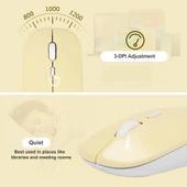 Huawei Mediapad T3 10 9.6" Uyumlu Kablosuz Bluetooth Şarj Edilebilir Klavye Mouse Seti - Sarı - 4