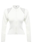 Kadın Moda Şık Regular Bisiklet Yaka Slim Yumuşak Dokulu Bolerolu Triko Hırka - 1