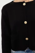 Kadın Moda Şık Regular Bisiklet Yaka Regular Ceket GörünümlüTriko Hırka - 5
