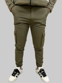 Erkek Taktik Beli İpli ve Lastikli Haki Kargo Pantolon - 1