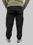 Erkek Taktik Beli İpli ve Lastikli Siyah Kargo Pantolon - 6