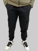 Erkek Taktik Beli İpli ve Lastikli Siyah Kargo Pantolon - 1