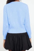 Kadın Moda Şık Regular Bisiklet Yaka Regular Basic Düğmeli Triko Hırka - 6