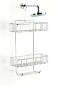 Duş Borusuna Asılabilir Kancalı İki Katlı Banyo Raf  Krom BK-0068 - 2