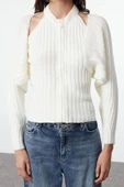 Kadın Moda Şık Regular Bisiklet Yaka Slim Yumuşak Dokulu Bolerolu Triko Hırka - 2