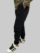 Erkek Taktik Beli İpli ve Lastikli Siyah Kargo Pantolon - 3