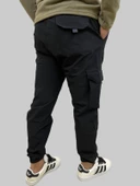 Erkek Taktik Beli İpli ve Lastikli Siyah Kargo Pantolon - 4