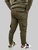 Erkek Taktik Beli İpli ve Lastikli Haki Kargo Pantolon - 3