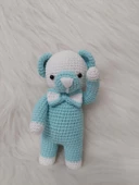 Mavi Miniş Ayıcık Uyku Arkadaşı Amigurumi Organik Oyuncak - 1