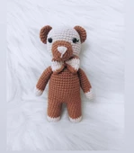 Kahve Miniş Ayıcık Uyku Arkadaşı Amigurumi Organik Oyuncak - 1