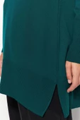 Kadın Tesettür Moda Şık Midi Dik Yaka Uzun Kol Düz Dik Yaka Triko Kazak - 5